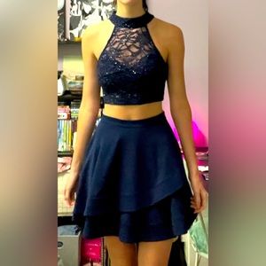 B.Darlin special occasion sparkle top & mini skirt size 3/4. Worn once